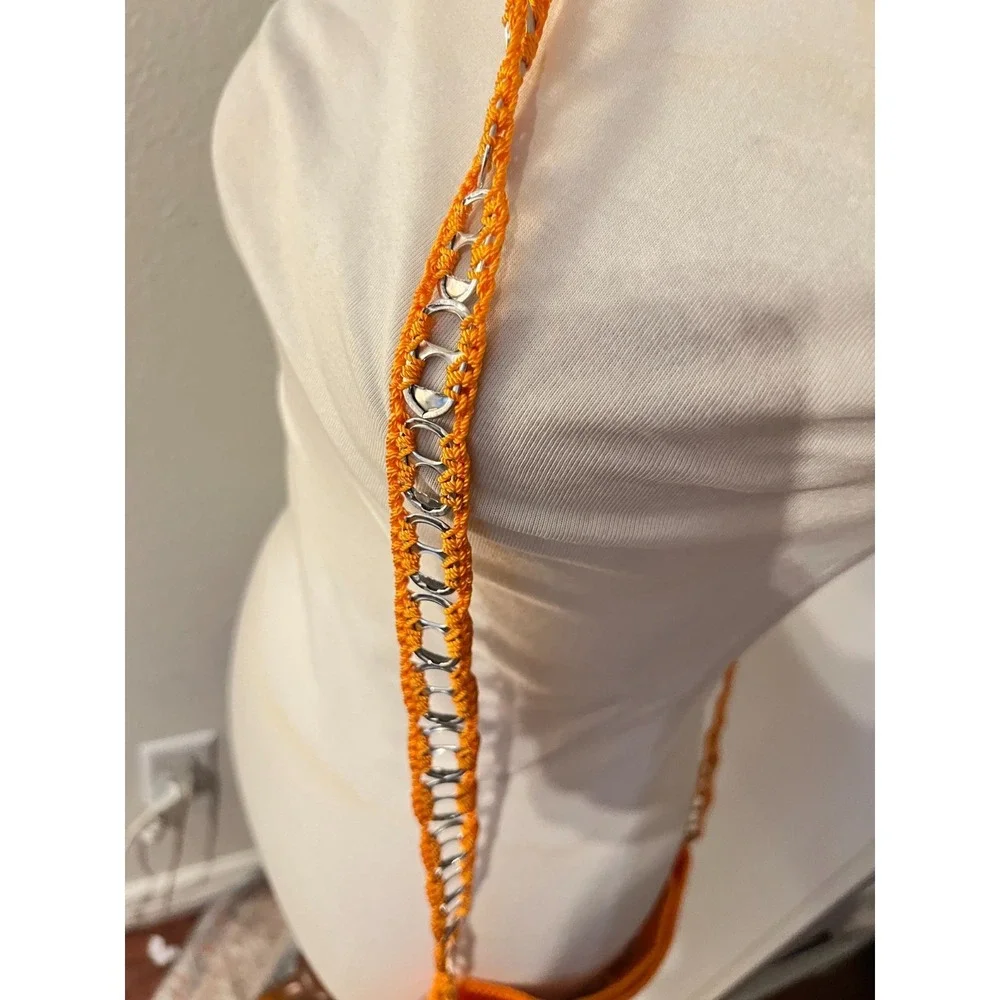 Hangmade Orange Soda Can Pull Tab Crocheted Crossbody Purse Y2K Upcycled Recycle